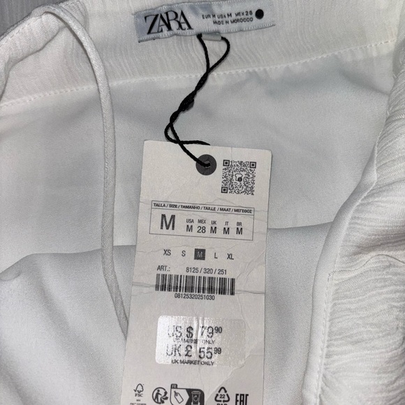 Zara White Textured Midi Spaghetti Strap Sundress Resortwear Chic NWT Size M - Picture 4 of 8